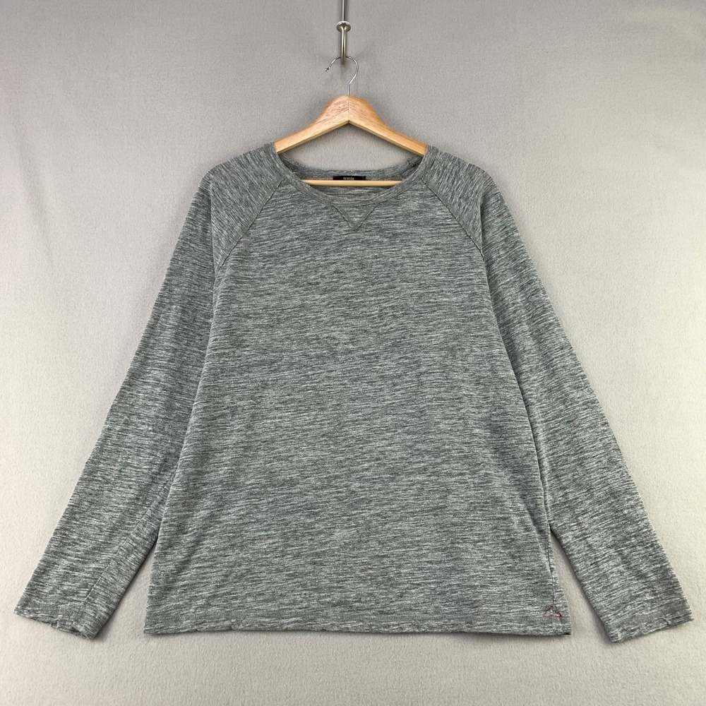 Benson T-Shirt Mens S-M Gray Heather Raglan Casual Long Sleeve Knit Crewneck